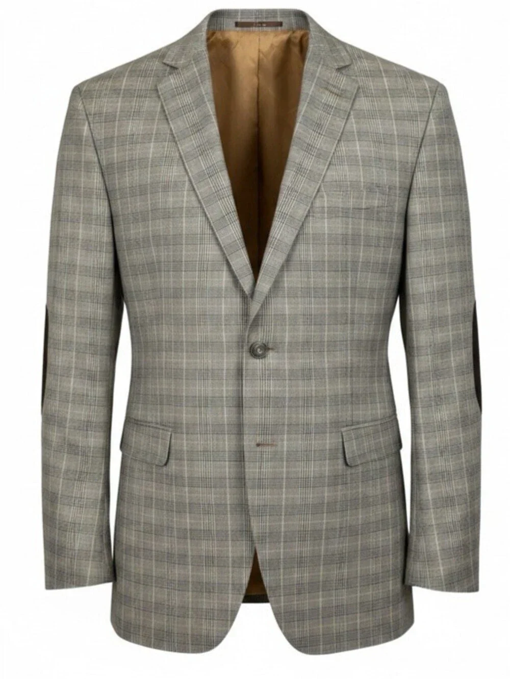 Sean John XL NWT Tan Prince of Wales Plaid Original Fit Elbow Patch Blazer